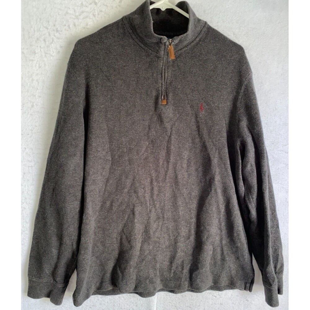 Polo Ralph Lauren Quarter Zip Pullover gray Sweater Men's Size L